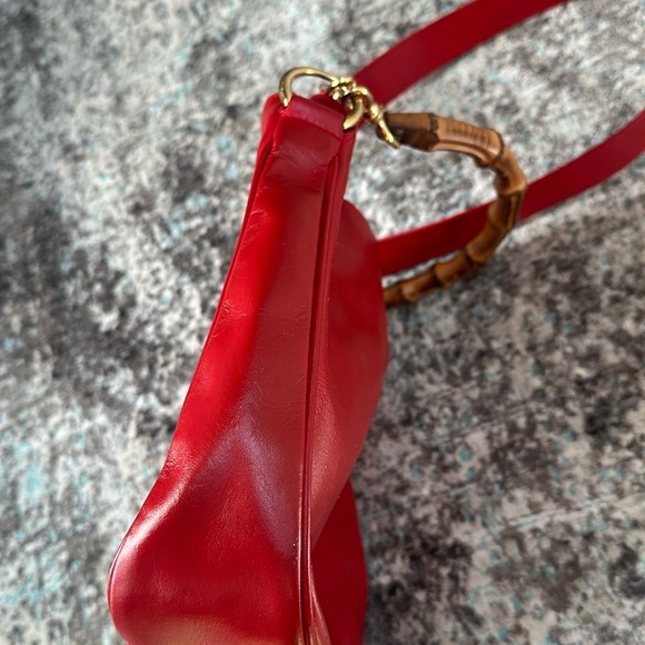 Vintage 90s Gucci Bamboo Handle Leather 2-Way Bag + COA - Picture 7 of 15